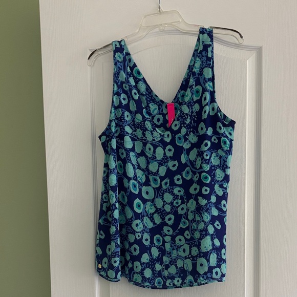 Lilly Pulitzer Tops - Lilly Pulitzer Navy & Aqua Printed Tank Top
